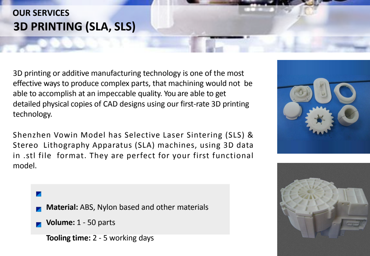 Vowin Rapid Prototyping CNC milling SLA 3d printing service top rated for distribution